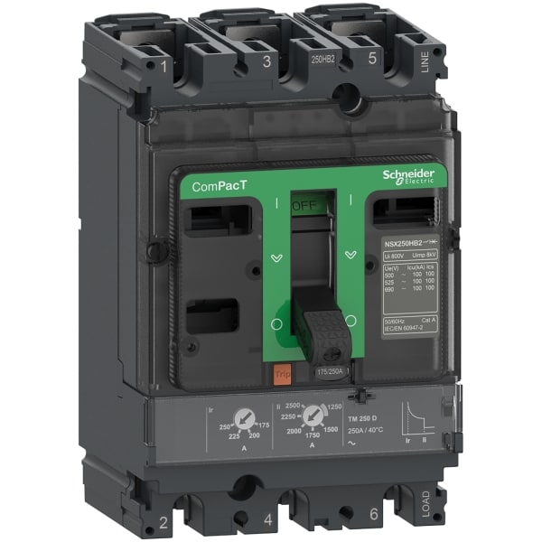 SCHNEIDER ELECTRIC - Kompaktleistungsschalter ComPacT NSX250F, 36 kA at 415 VAC, TMD trip unit 250A, 3 poles 3d
