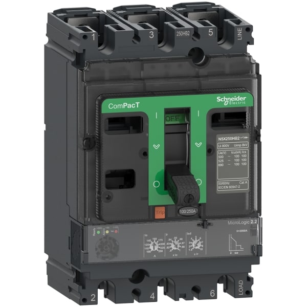 SCHNEIDER ELECTRIC - Kompaktleistungsschalter ComPacT NSX250F, MicroL 2.2 3P3D 90-250A,36kA/415VAC