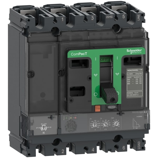SCHNEIDER ELECTRIC - Kompaktleistungsschalter ComPacT NSX250F mit MicroL 2.2 4P4D 90-250A,36kA/415VAC