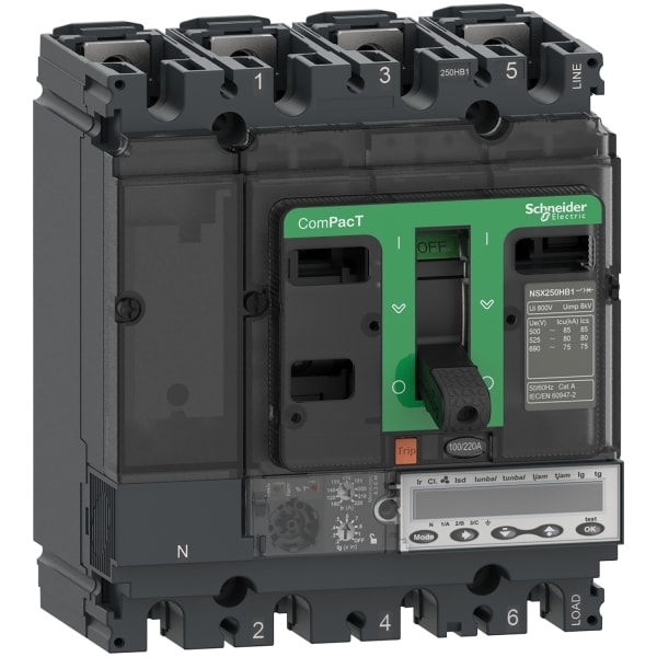 SCHNEIDER ELECTRIC - Kompaktleistungsschalter ComPacT NSX250HB2 mit ML 6.2 E-M 3P3D 220A, 100kA/690VAC