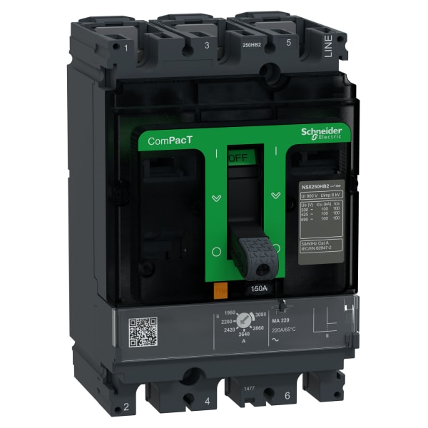 SCHNEIDER ELECTRIC - Kompaktleistungsschalter ComPacT NSX250HB2 mit MA 3P3D 150 A, 75kA/690V AC