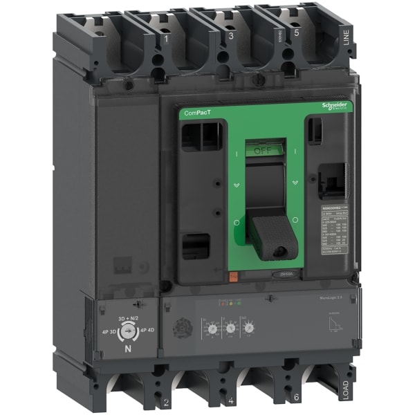 SCHNEIDER ELECTRIC - Kompaktleistungsschalter ComPacT NSX400F, MicroL 2.3 4P4D 160-400A,36kA/415VAC