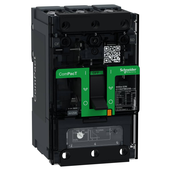 SCHNEIDER ELECTRIC - Kompaktleistungsschalter ComPacT NSXm 25 A mit TM25D 3P 50kA/415V Sammelschiene