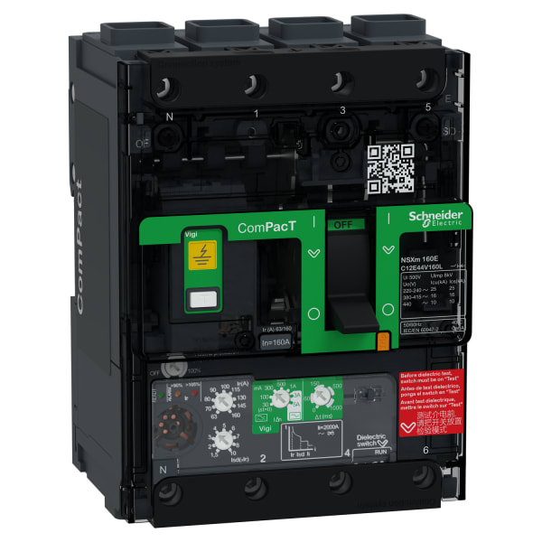 SCHNEIDER ELECTRIC - ComPacT NSXm+Differenzstromschutz, ML 4.1 VIGI 160A 4P 16kA/415V EverLink