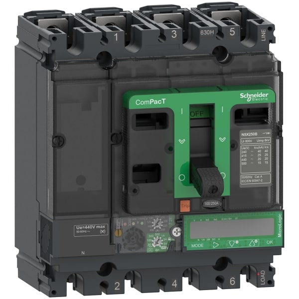 SCHNEIDER ELECTRIC - Kompaktleistungsschalter ComPacT NSX160F, 36kA/415 VAC, ML 7.2 E Vigi 160A, 4P4D