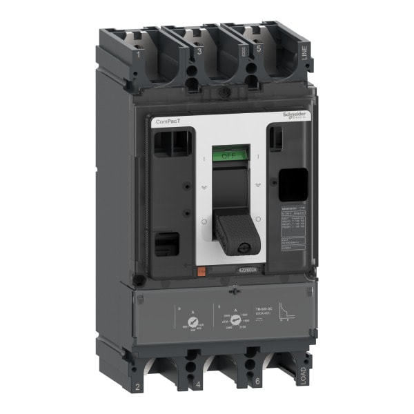 SCHNEIDER ELECTRIC - Kompaktleistungsschalter ComPacT NSX630F mit TM-DC 600A 3P 36kA/750 VDC