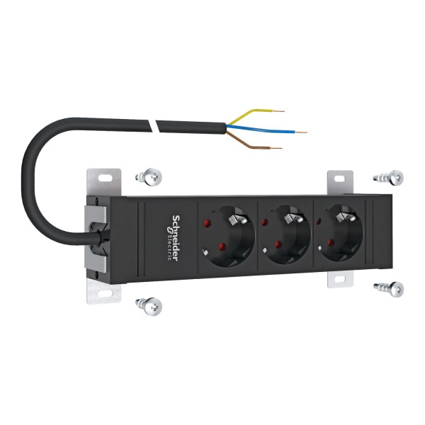 SCHNEIDER ELECTRIC - Steckdosenleiste, Resi9 KV, 3 Stecker 16A 2P+E, 2m Kabel