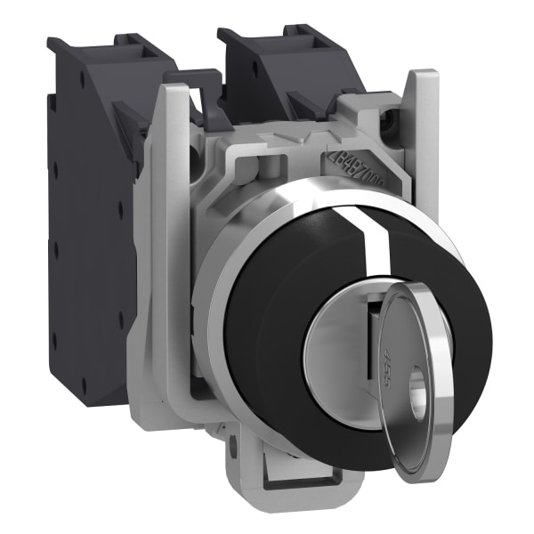 SCHNEIDER ELECTRIC - Schlüsselschalter, Harmony XB4, Metall, 22mm, schwarz, 3 Stellungen, rastend, Ronis 455, 2S