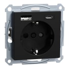 MERTEN - Schuko Steckdose mit USB Ladegerät, schwarz matt, System M