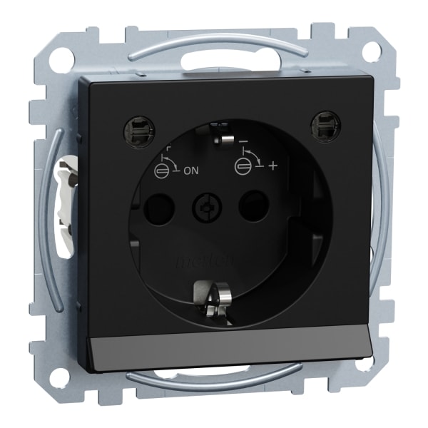 MERTEN - SCHUKO-Steckdose, Lichtauslass, LED-Beleuchtungs-Modul, BS, Steckklemmen, schwarz matt