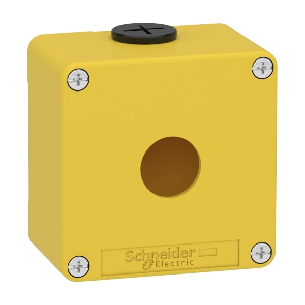 SCHNEIDER ELECTRIC - Leergehäuse XAP, Metall, gelb, für Not-Aus/Halt, für 1x22mm, 80x80x51,5, M20