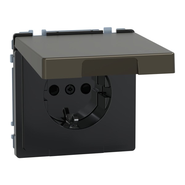 MERTEN - SCHUKO-Steckdose mit Klappd., IP44, BRS, Steckkl., Moccametallic, System Design