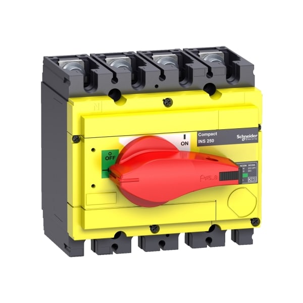 SCHNEIDER ELECTRIC - Lasttrennsch. INS250,4P, 160A/690V AC/250V DC,Drehantrieb rot/Grund gelb