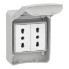 SCHNEIDER ELECTRIC - Anbausteckdosen, grau, 2p+E, 10/16A, 250 V, Italian, IP65