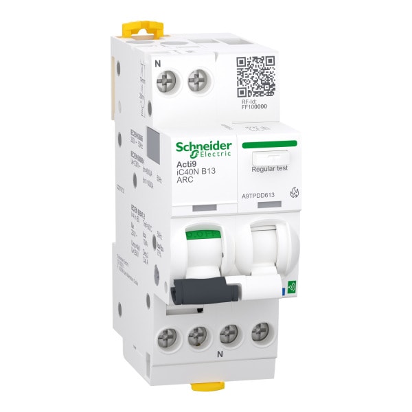 SCHNEIDER ELECTRIC - Acti9 iC40N ARC Active, AFDD + LS-Schalter + Komm., 1P+N, 13A, B-Char., 6000A