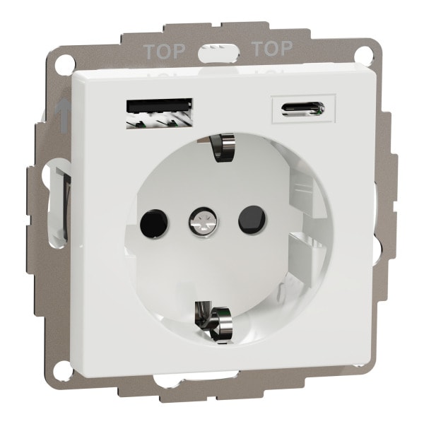 SCHNEIDER ELECTRIC - Steckdose mit BRS und USB Typ A+C 3 A TPb Joy reinweiß