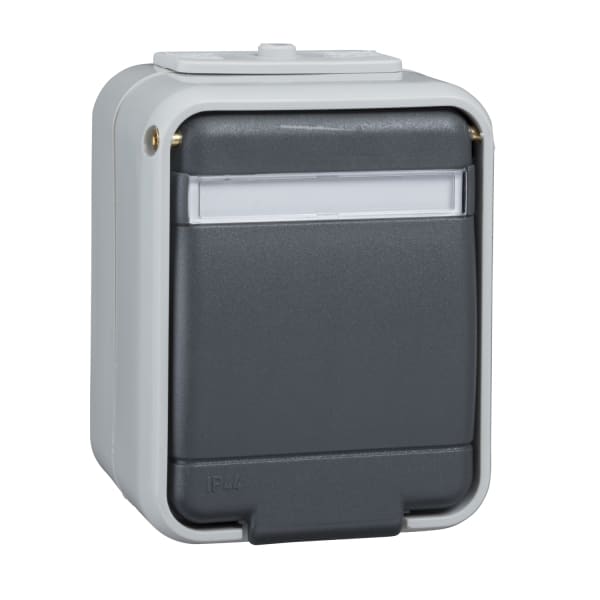 SCHNEIDER ELECTRIC - Steckdose mit Schriftfeld 16A AquaTop Steckklemme licht/basaltgrau