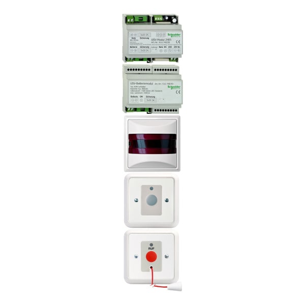 SCHNEIDER ELECTRIC - BEHINDERTEN-WC-SET m USV-Netzteil DIN-Schiene 40+Punkte (SIGMA) FASHION reinweiß