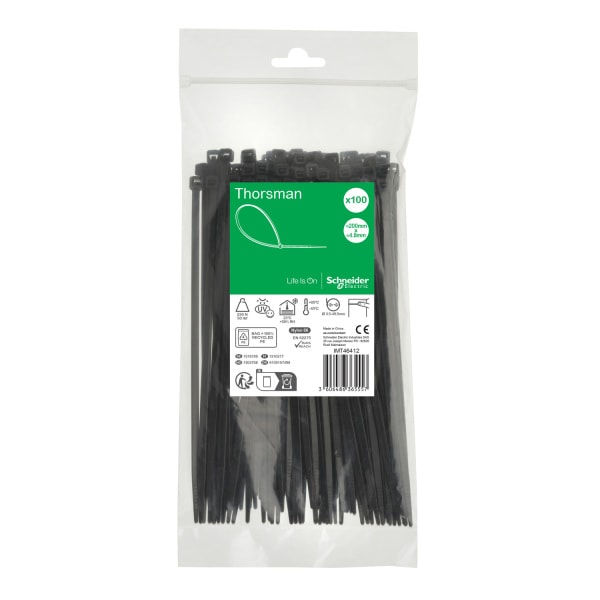 SCHNEIDER ELECTRIC - Kabelbinder Thorsman, Abmessung: 200X4,8 mm, VPE=100 Stück Farbe schwarz