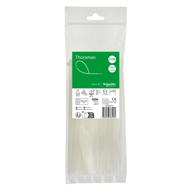 SCHNEIDER ELECTRIC - Kabelbinder Thorsman, Abmessung: 200X3,6 mm, VPE=100 Stück Farbe: klar