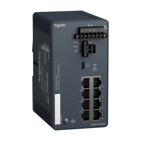 SCHNEIDER ELECTRIC - Modicon Managed Switch, 8 Ports für Kupfer (8TX 10/100 Mbit/s)