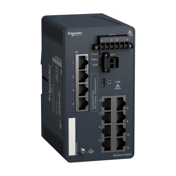 SCHNEIDER ELECTRIC - Modicon Managed Switch, 12 Ports Kupfer (8TX 10/100 + 4TX 100/1000 Mbit/s)