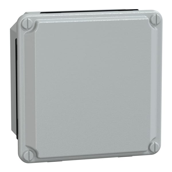 SCHNEIDER ELECTRIC - Industriegehäuse Stahlbl. niedrige glatte Abdeckung, H105xB105xT49, IP55, grau