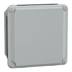 SCHNEIDER ELECTRIC - Industriegehäuse Stahlbl. niedrige glatte Abdeckung, H105xB105xT49, IP55, grau