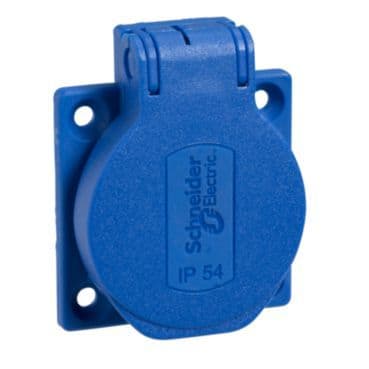 SCHNEIDER ELECTRIC - Steckdose DOM NF ENC 50 x 50 RÜCKSEITE blau IP54 220 V 2-polig T