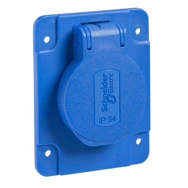 SCHNEIDER ELECTRIC - Schukosteckdose, blau, 2p+E, 10/16A, 250 V, für DE, IP54, 65x85mm