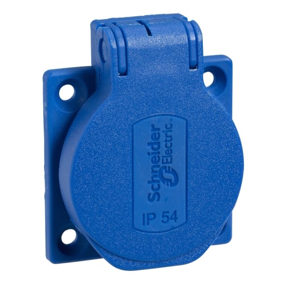 SCHNEIDER ELECTRIC - Schukosteckdose, blau, 2p+E, 10/16A, 250 V, für DE, IP54, 50x50mm