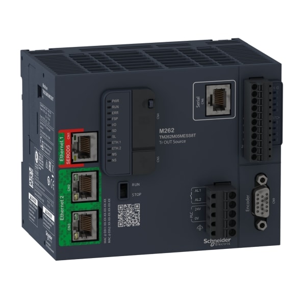 SCHNEIDER ELECTRIC - SPS/Motion-Steuerung, Modicon M262, 5 ns/Anweisung, 4 Achsen, 2x Ethernet, OPC UA, SERCOS 3, 8 schnelle E/A