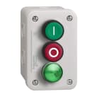 SCHNEIDER ELECTRIC - Aufbaugehäuse, Harmony XALE, Kunststoff, hellgrau, 2 Drucktaster, grün, rot, I-O, 1 Leuchtmelder, 230V AC, 22mm, 1S+1Ö
