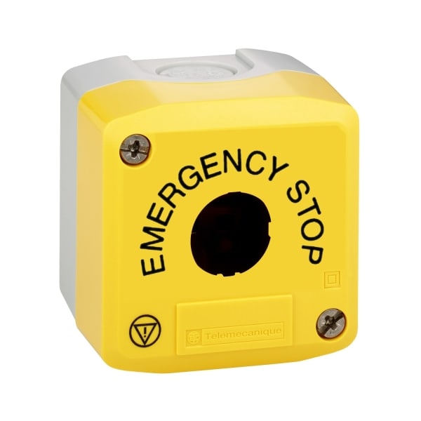 SCHNEIDER ELECTRIC - Leergehäuse, Harmony XALK, Kunststoff, hellgrau, gelb, 1 Bohrung, 22mm, EMERGENCY STOP