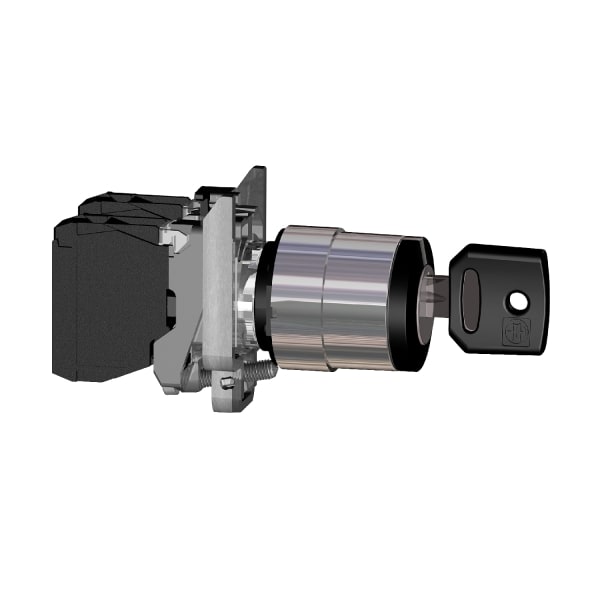 SCHNEIDER ELECTRIC - Schlüsselschalter, Harmony XB4, Metall, 22mm, schwarz, 3 Stellungen, rastend, Ronis 455, 2S, ATEX