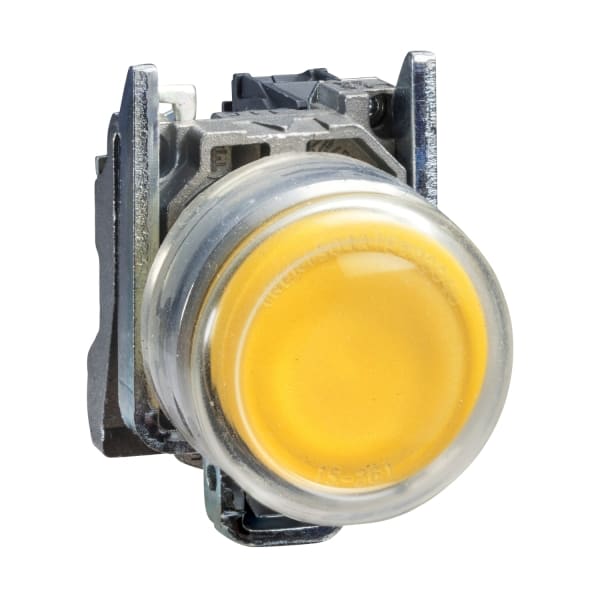 SCHNEIDER ELECTRIC - Leuchtdrucktaster, Harmony XB4, Metall, 22mm, gelb, unbeschriftet, tastend, mit Schutzkappe, 1S, 24V ACDC, ATEX
