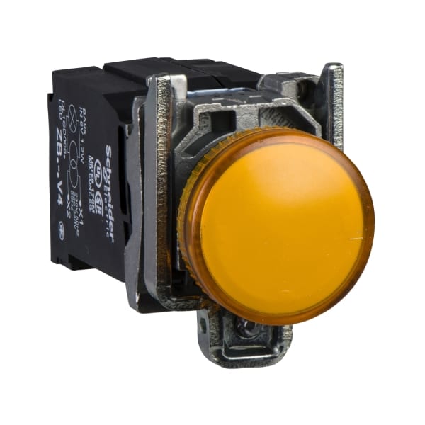 SCHNEIDER ELECTRIC - Leuchtmelder, Harmony XB4, Metall, 22mm, orange, mit Trafo, Glühlampe BA9s, glatte Kalotte, Schraubklemme, 120V AC