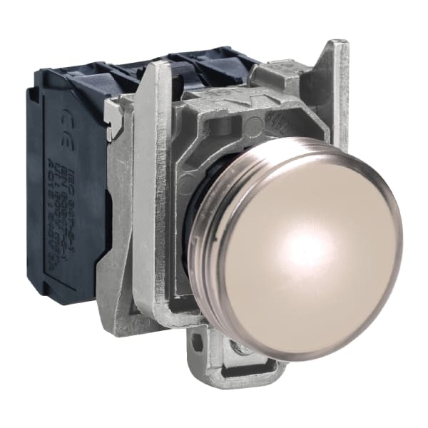 SCHNEIDER ELECTRIC - Leuchtmelder, Harmony XB4, Metall, 22mm, weiß, mit Trafo, Glühlampe BA9s, glatte Kalotte, Schraubklemme, 250V