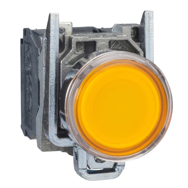 SCHNEIDER ELECTRIC - Leuchtdrucktaster, Harmony XB4, Metall, 22mm, orange, unbeschriftet, Glülampe BA9s, glatte Kalotte, 1S+1Ö, 250V