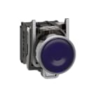 SCHNEIDER ELECTRIC - Leuchtdrucktaster, Harmony XB4, Metall, 22mm, blau, unbeschirftet, universelle LED, glatte Kalotte, 1S+1Ö, 110-120V AC