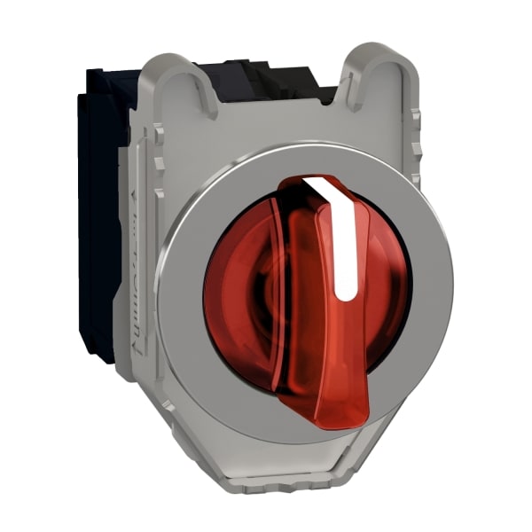 SCHNEIDER ELECTRIC - Leuchtwahlschalter, Harmony XB4F, Metall, 30mm, rot, universelle LED, 3 Stellungen, 1S+1Ö, 110-120V AC
