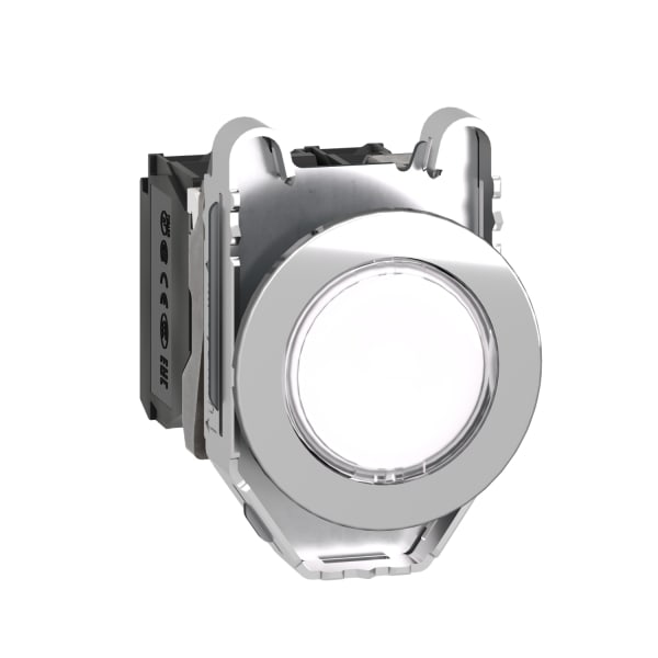 SCHNEIDER ELECTRIC - Leuchtdrucktaster, Harmony XB4F, Metall, 30mm, weiß, unbeschriftet, universelle LED, glatte Kalotte, 1S+1Ö, 110-120V AC