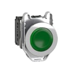 SCHNEIDER ELECTRIC - Leuchtdrucktaster, Harmony XB4F, Metall, 30mm, grün, unbeschriftet, universelle LED, glatte Kalotte, 1S+1Ö, 110-120V AC