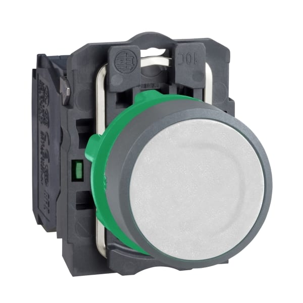 SCHNEIDER ELECTRIC - Drucktaster, Harmony XB5, Kunststoff, hellgrau, weiß, unbeschriftet, 22mm, tastend, 1S