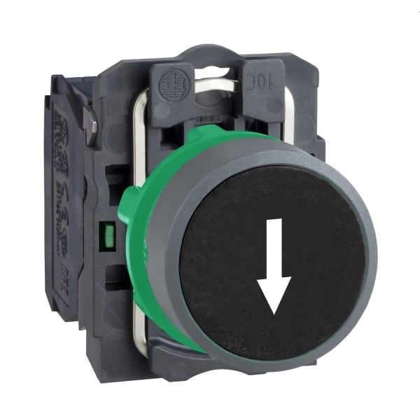 SCHNEIDER ELECTRIC - Drucktaster, Harmony XB5, Kunststoff, hellgrau, schwarz, Pfeil unten, 22mm, tastend, 1S