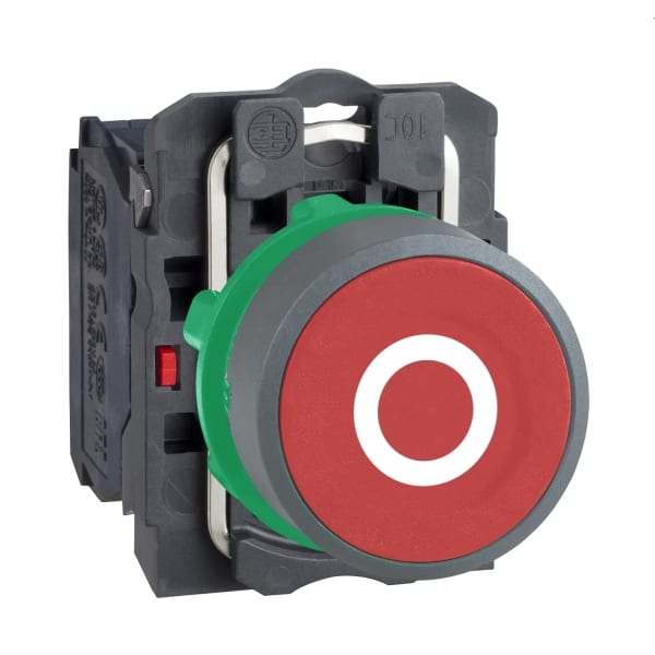 SCHNEIDER ELECTRIC - Drucktaster, Harmony XB5, Kunststoff, hellgrau, rot, beschriftet O, 22mm, tastend, 1Ö