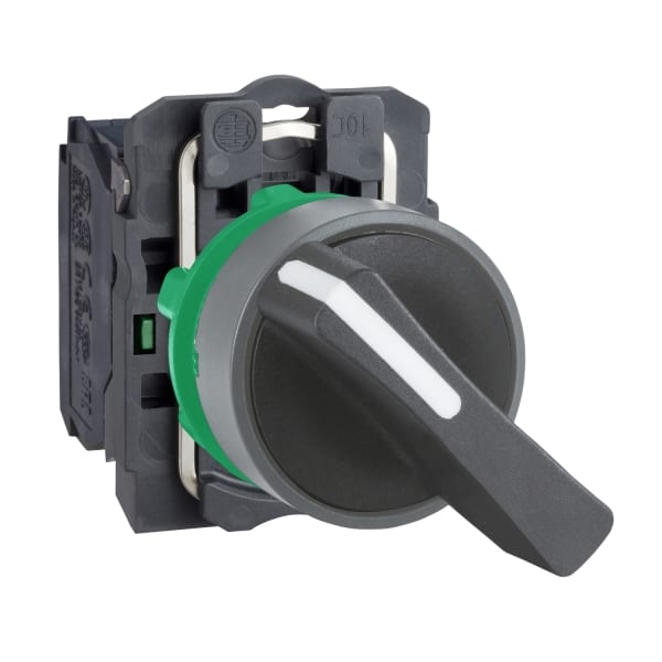 SCHNEIDER ELECTRIC - Wahlschalter, Harmony XB5, Kunststoff, hellgrau, schwarz, 2 Stellungen, langer Knebel, 22mm, rastend, 1S