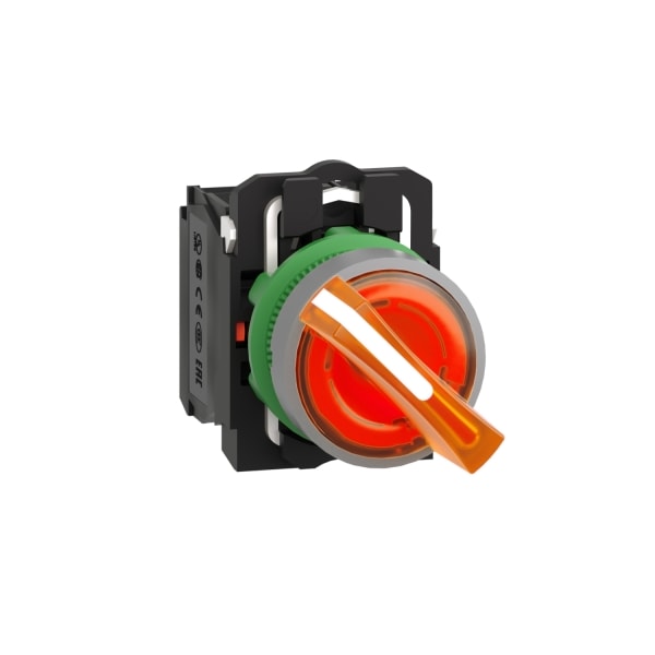 SCHNEIDER ELECTRIC - Leuchtwahlschalter, Harmony XB5, Kunststoff, hellgrau, orange, 22mm, universelle LED, 2 Stellungen, 1S + 1Ö, 230-240V AC