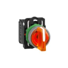 SCHNEIDER ELECTRIC - Leuchtwahlschalter, Harmony XB5, Kunststoff, hellgrau, orange, 22mm, universelle LED, 3 Stellungen, 1S + 1Ö, 24V ACDC