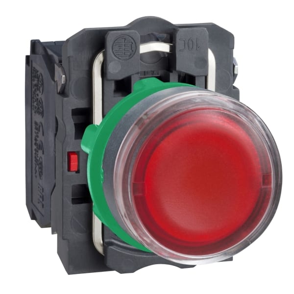 SCHNEIDER ELECTRIC - Leuchtdrucktaster, rot, flach, Komplettgerät Ø22 ohne Rastung 1S+1Ö 220-240V